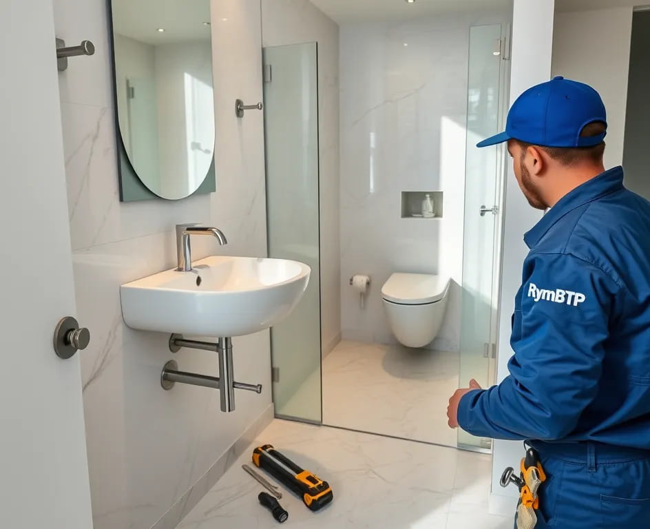 Pose d'équipements sanitaires modernes dans un projet immobilier au Maroc par RymBTP Pose d'équipements sanitaires modernes dans un projet immobilier au Maroc par RymBTP