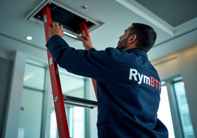 Installation d’un système de désenfumage automatique dans un immeuble de bureaux à Casablanca par un technicien RymBTP